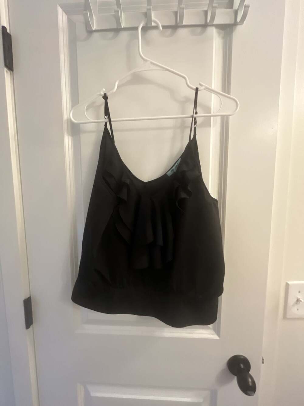 The Arte by Zenana Women's Black Sleeveless Ruffle Front Cami Tank Top
